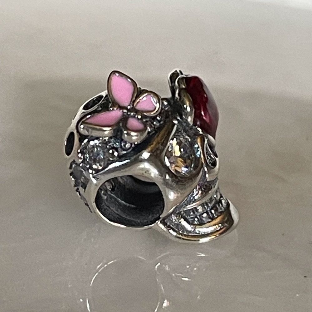 Bracelet Charm Skull with Butterfly, Rose & Rhinestones - Picture 5 of 10